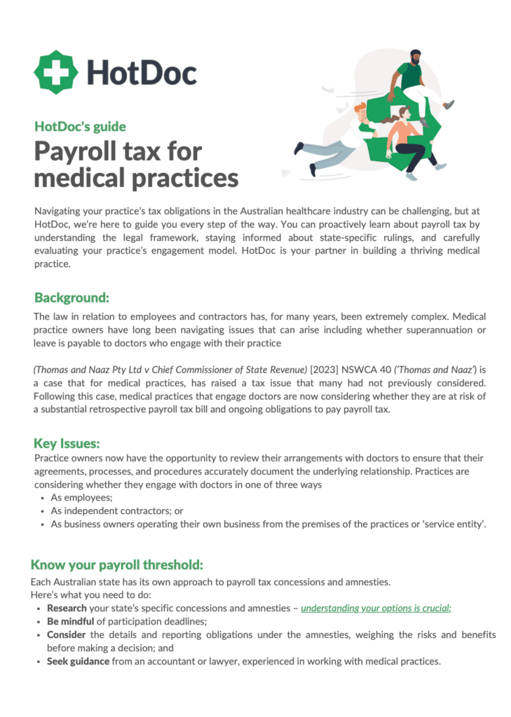 HotDoc's guide Payroll tax for medical practices 09.2023
